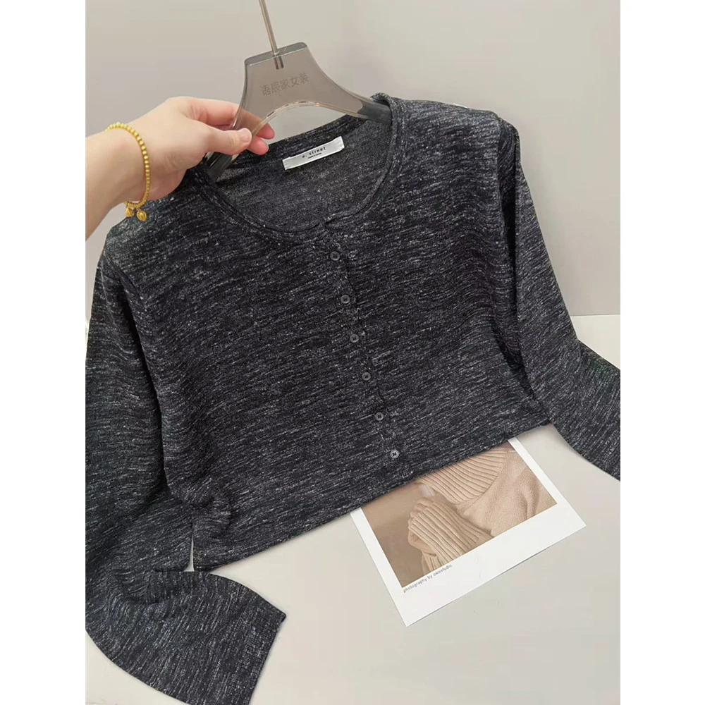 幻彩麻  线下同款！！！纯色彩花百搭长袖开衫针织衫春夏新款