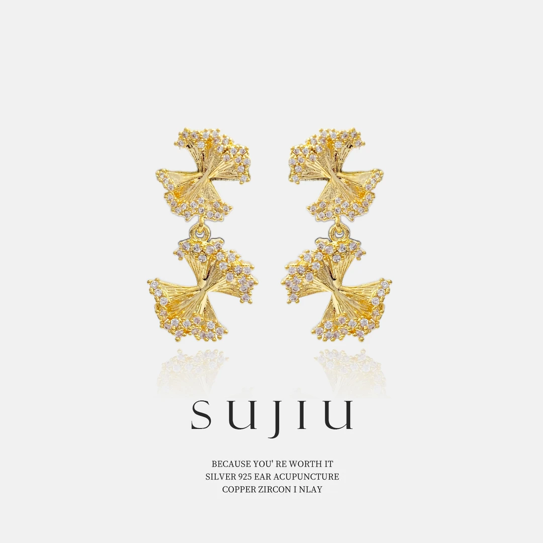 铜合金耳饰 SUJIU 925银针【倒影】小众时尚精致耳钉耳环耳坠7033