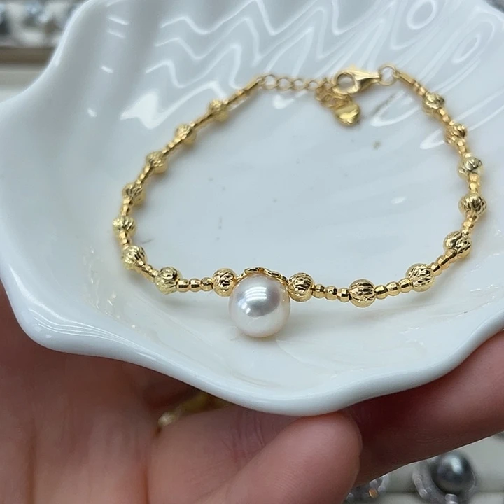 海水珍珠银S925镶嵌手链