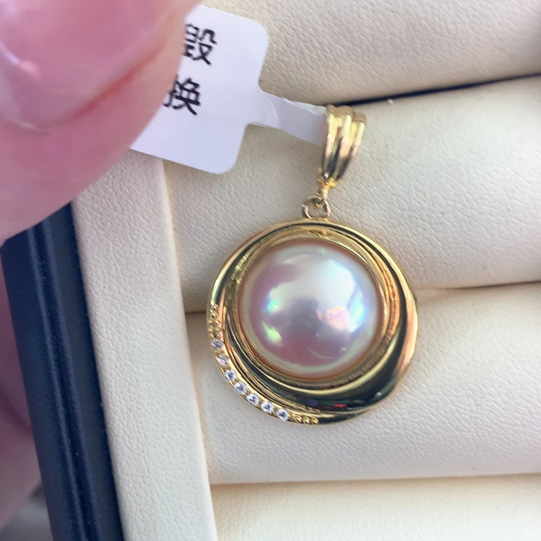 银S925镶嵌拼合珍珠（马贝珠）颈饰?***花