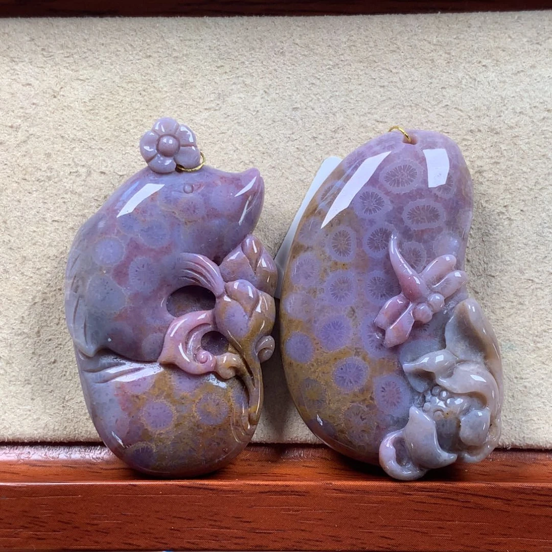 未镶嵌紫色1000/个，可挑。29硅化珊瑚（珊瑚玉）