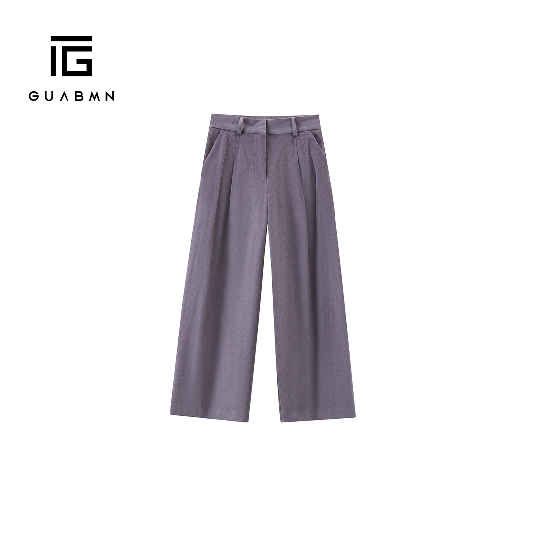 GUABMN2025秋季新款高级感法式复古遮肉显瘦直筒休闲裤6055