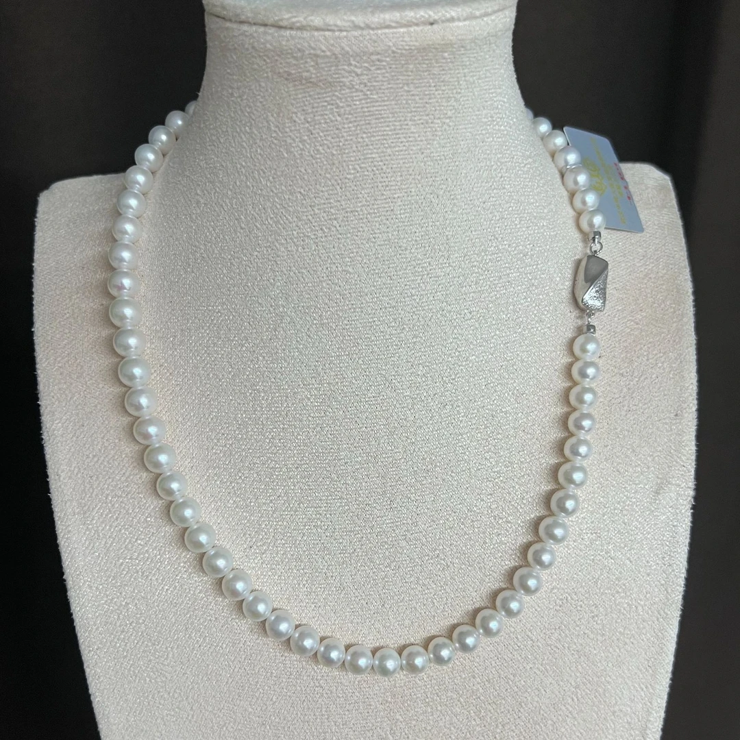 【极光蔷薇】淡水珍珠项链（7-8mm）含GIC大证 S925银