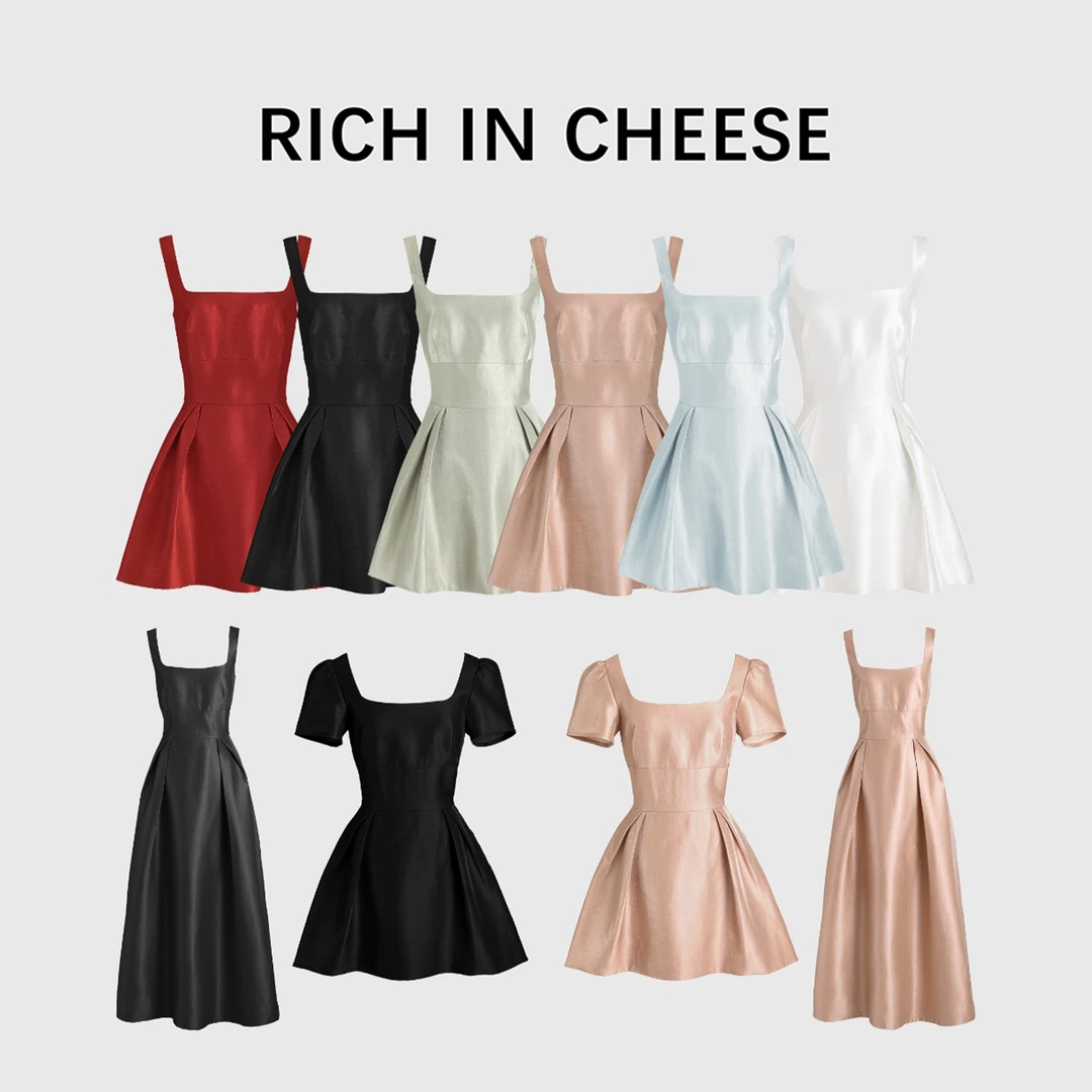 RICHINCHEESE 矜贵女主【系列合集】 仿丝毛亮光细闪面料纯色连衣裙