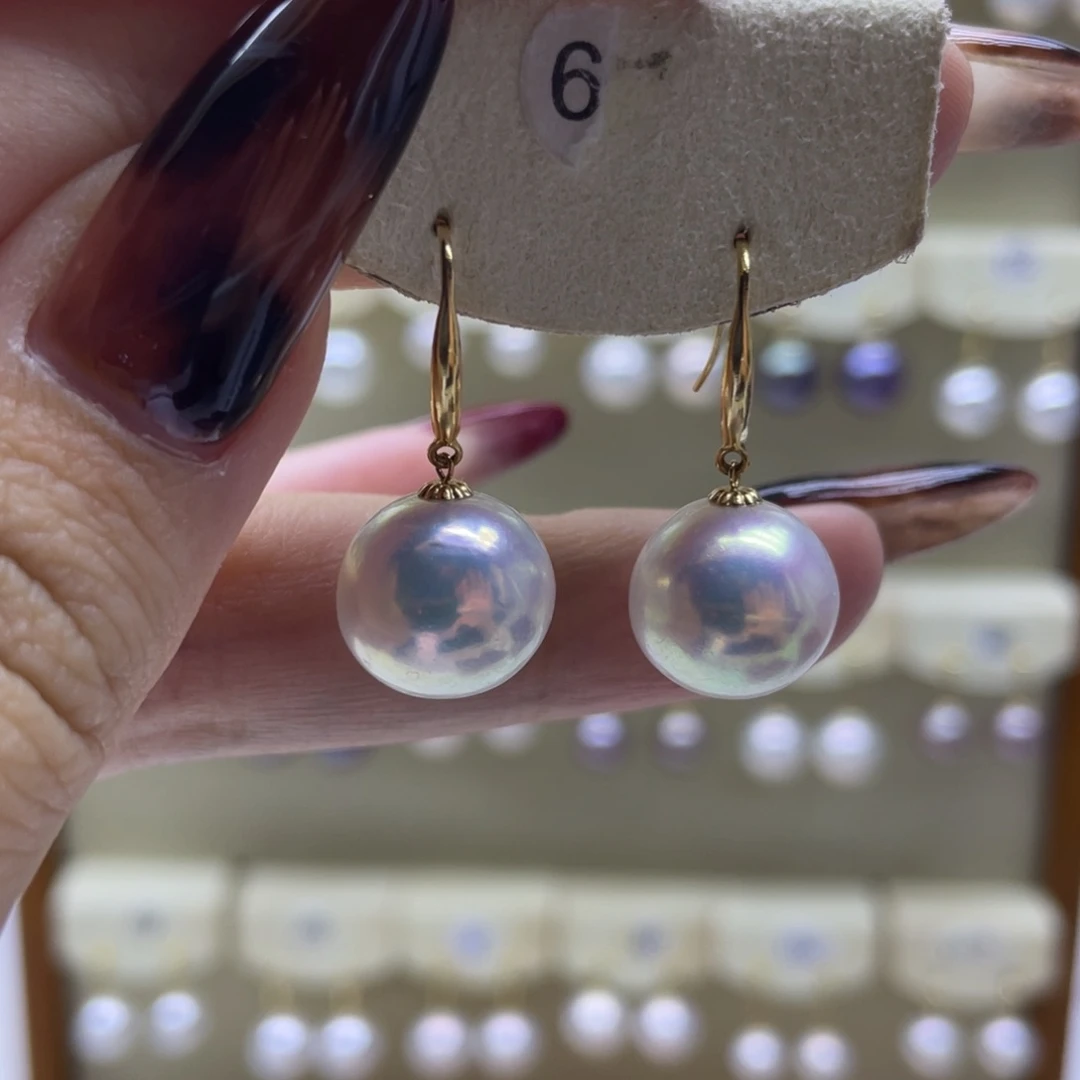 淡水珍珠耳饰18K金镶嵌