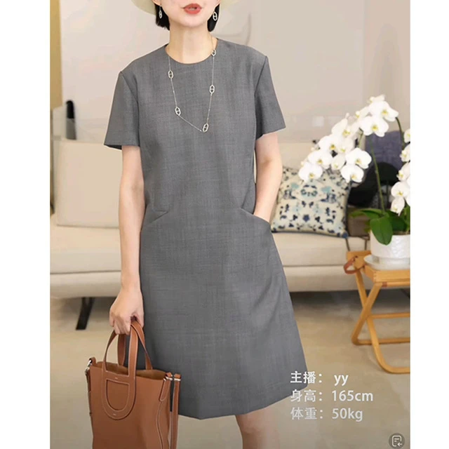 2025新款立体裁剪腰身超赞口袋短袖连衣裙日常通勤宽松休闲夏装女