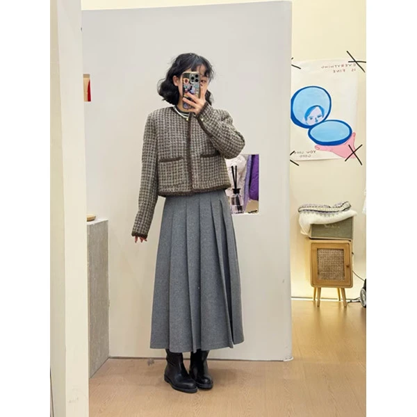 小香风外套女高级感法式2024秋冬加厚精致粗花毛呢上衣