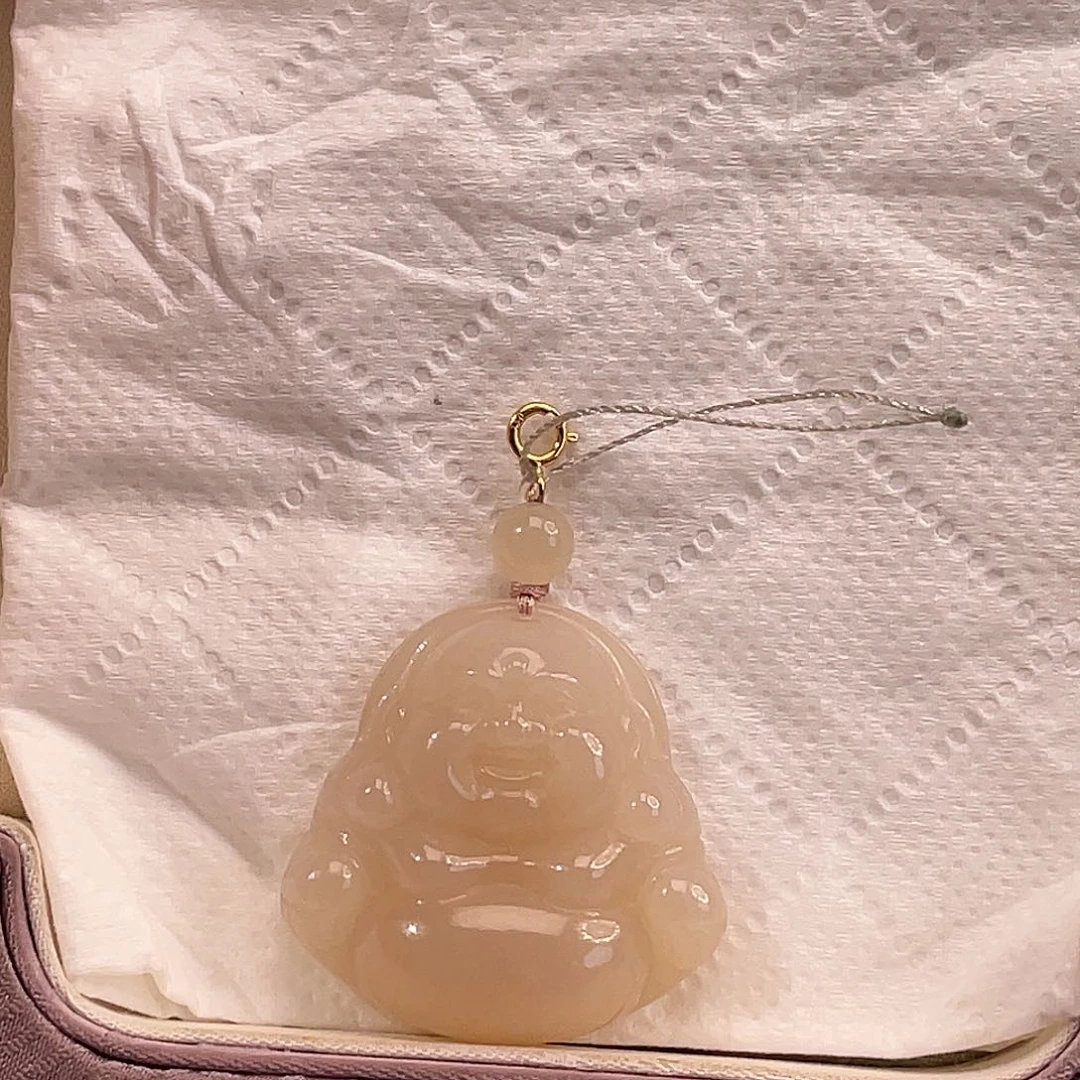 和田玉18K金镶嵌吊坠(不含链)