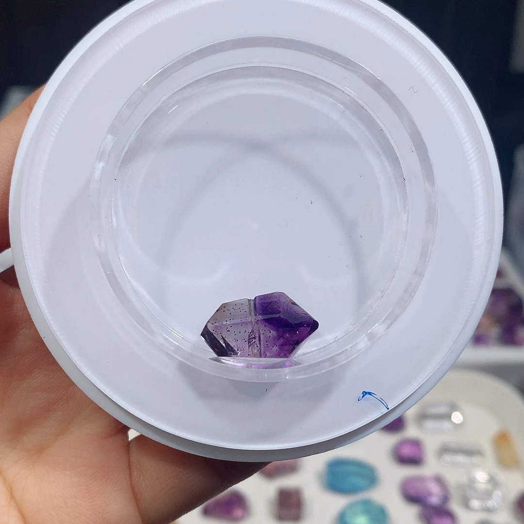 未镶嵌珠宝半成品水晶超七双尖打孔定制不退换