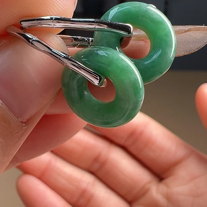 翡翠耳饰银S925镶嵌耳饰