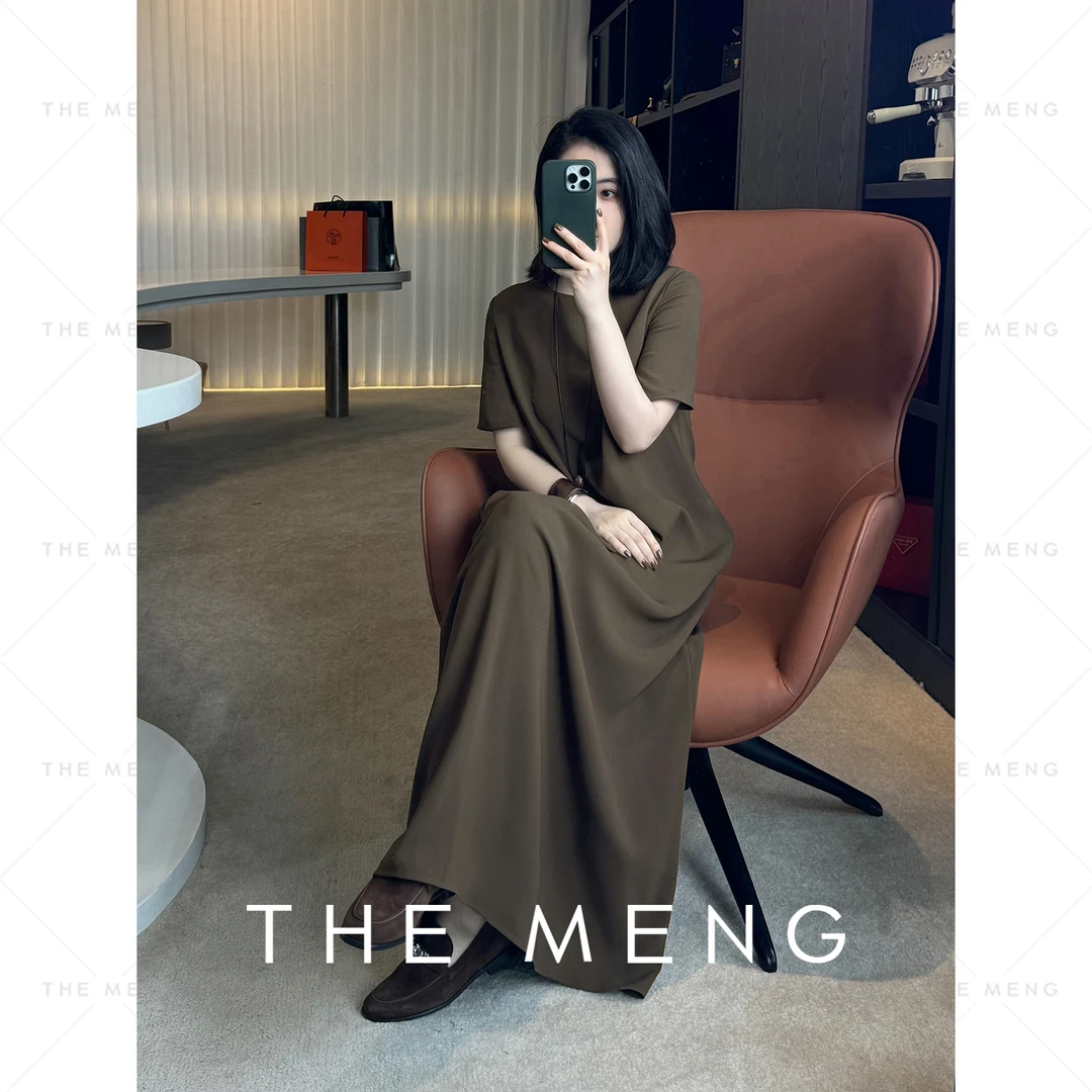 THE MENG【咏恒】醋酸至简优雅通勤瘦瘦短袖连衣裙#M243G0073