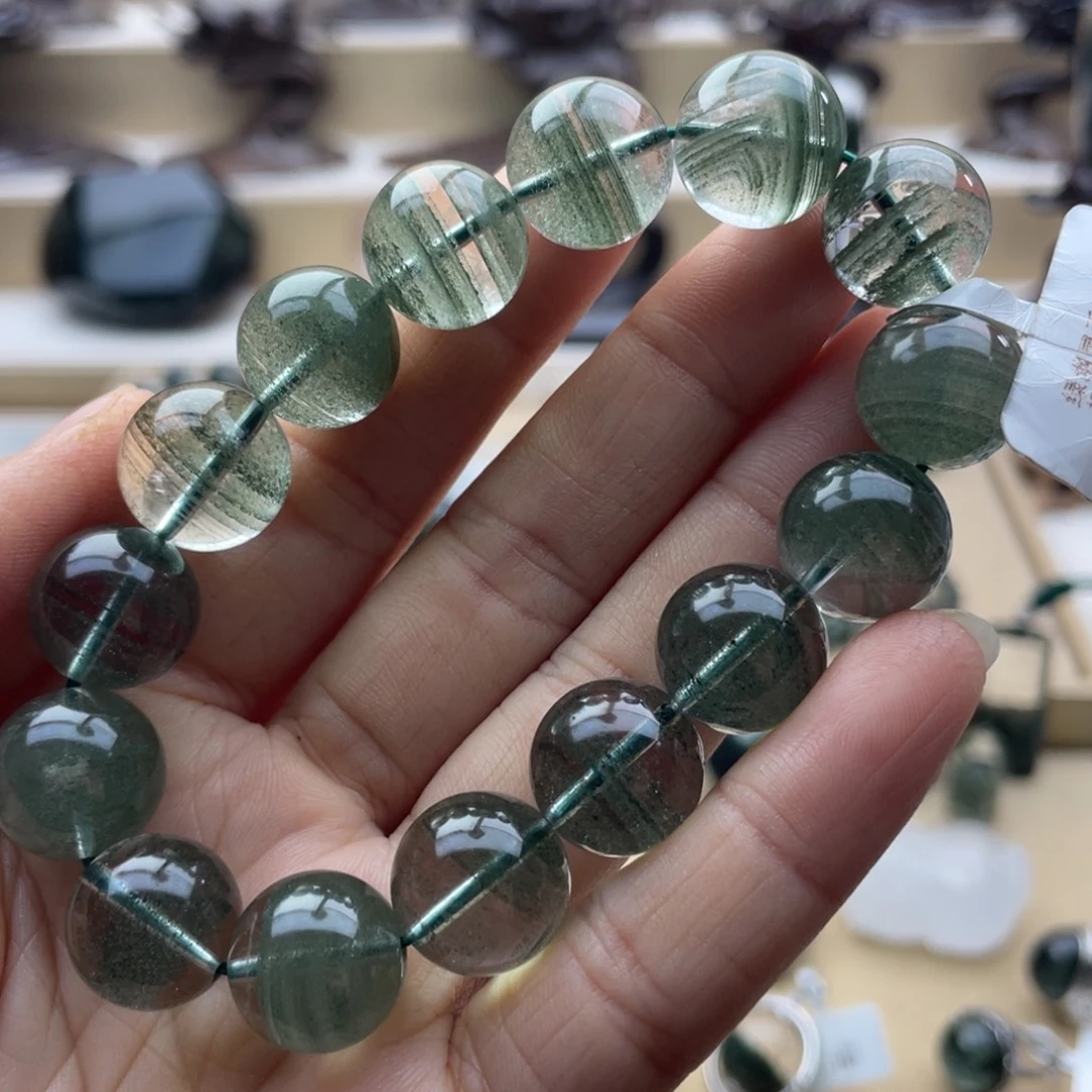 水晶未镶嵌手链绿幽灵千层手串
