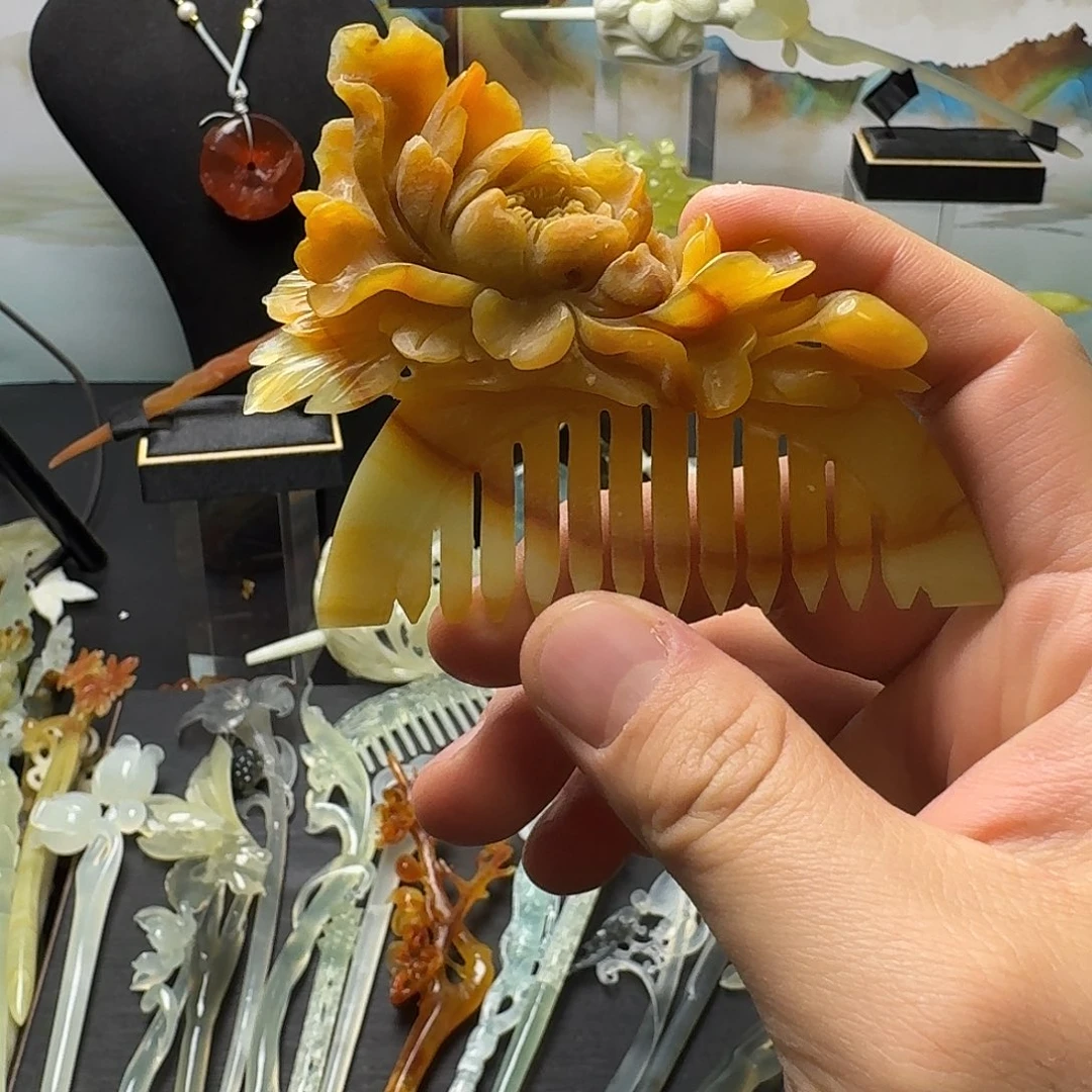 蛇纹石玉未镶嵌发饰