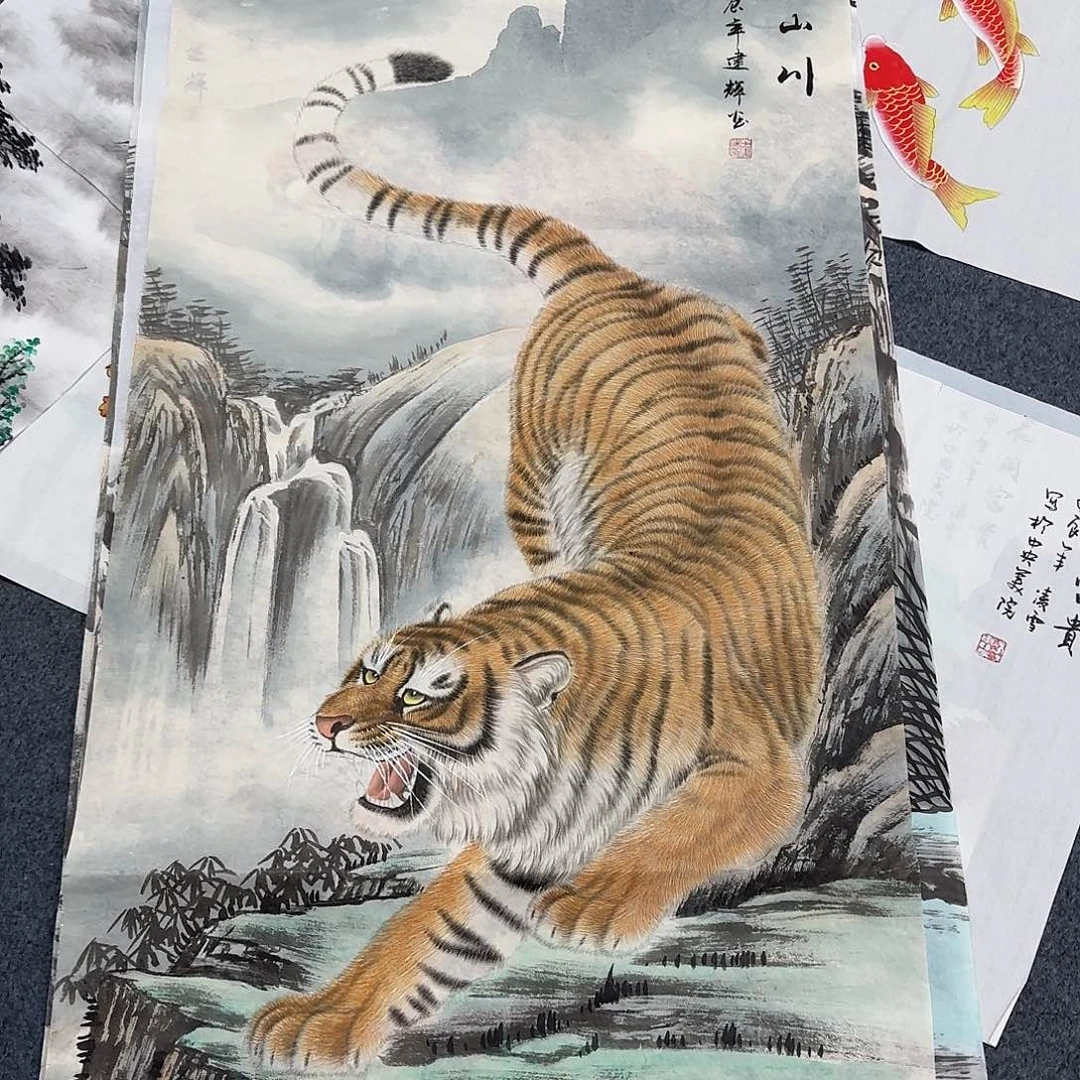 国画尺寸70X138手绘作品