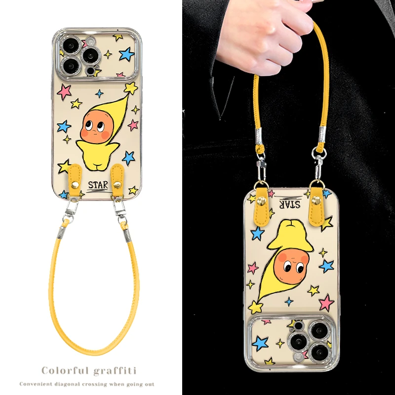 星星人适用苹果17华为vivo/oppo小米iPhone16pro电镀大视窗手机壳