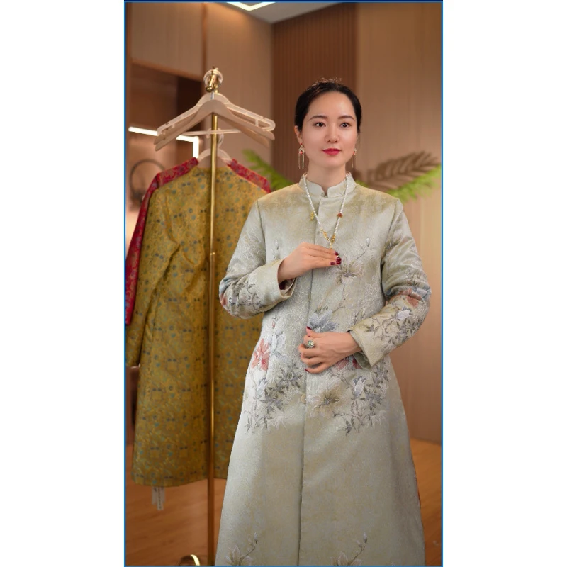品优-玉兰乔木｜重工国风古韵女装风衣外套2024D492-桃子