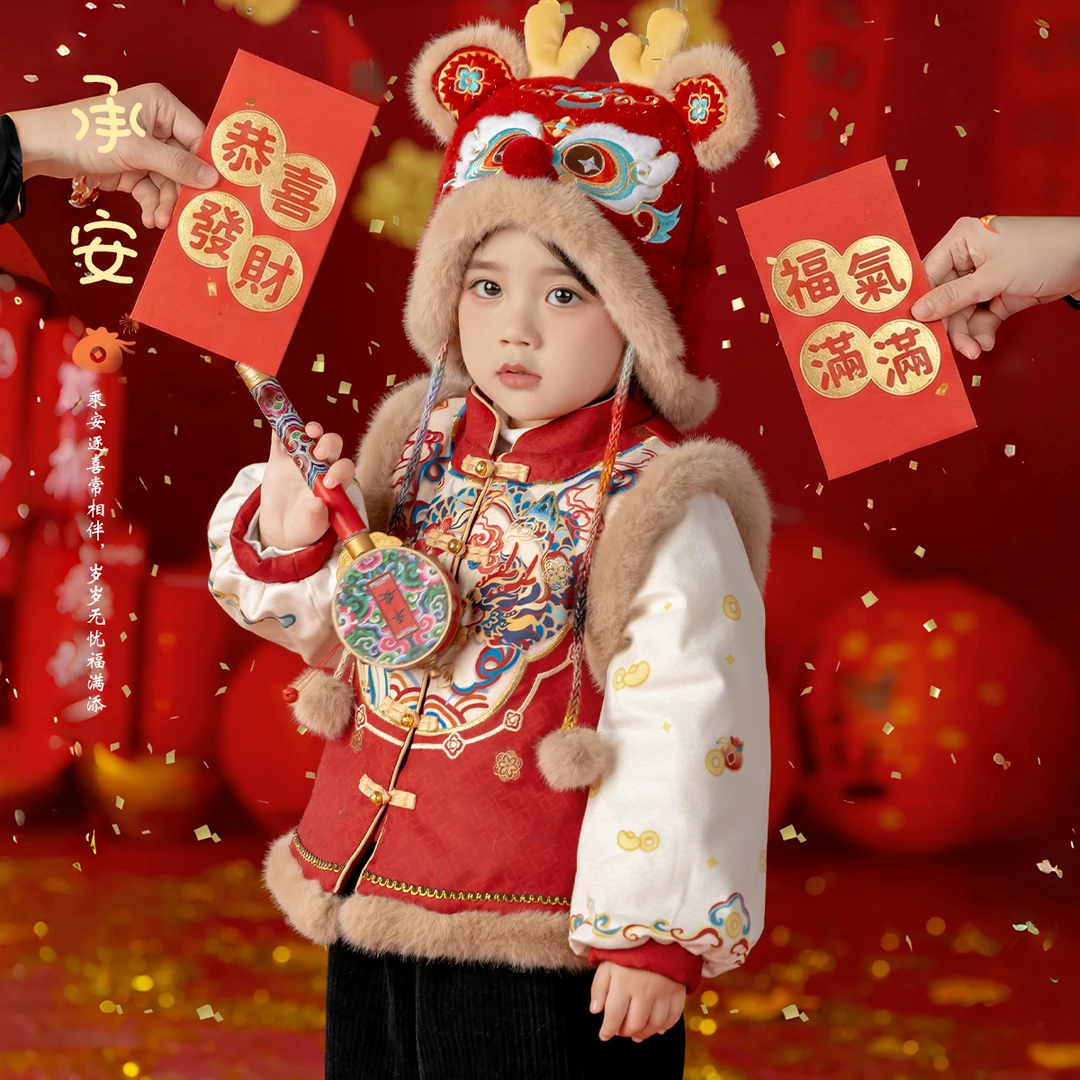 萌乎【承安】男女童国风新中式拜年服明制汉服新年服周岁服-255946