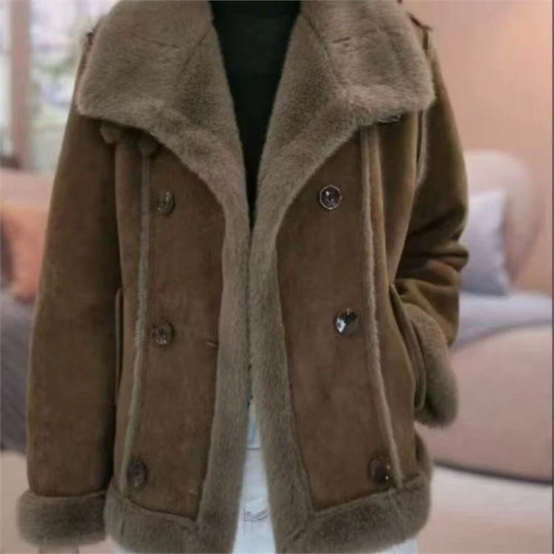 冬季新款时尚休闲加厚加绒外套妈妈洋气百搭显瘦上衣女装