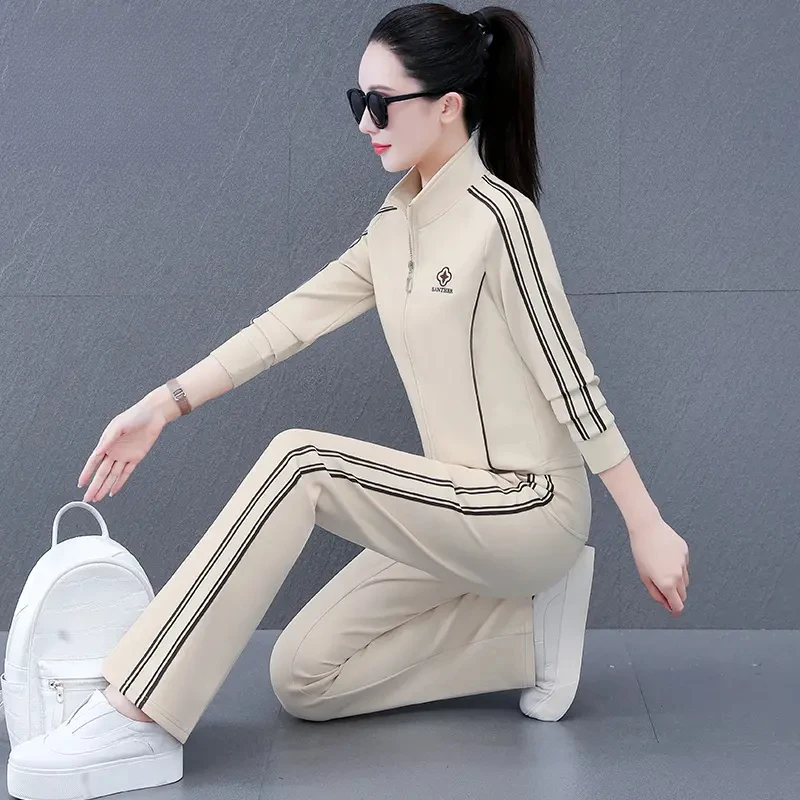 【品牌现货】立领运动衣服套装女秋款洋气显瘦开衫外套跑步休闲