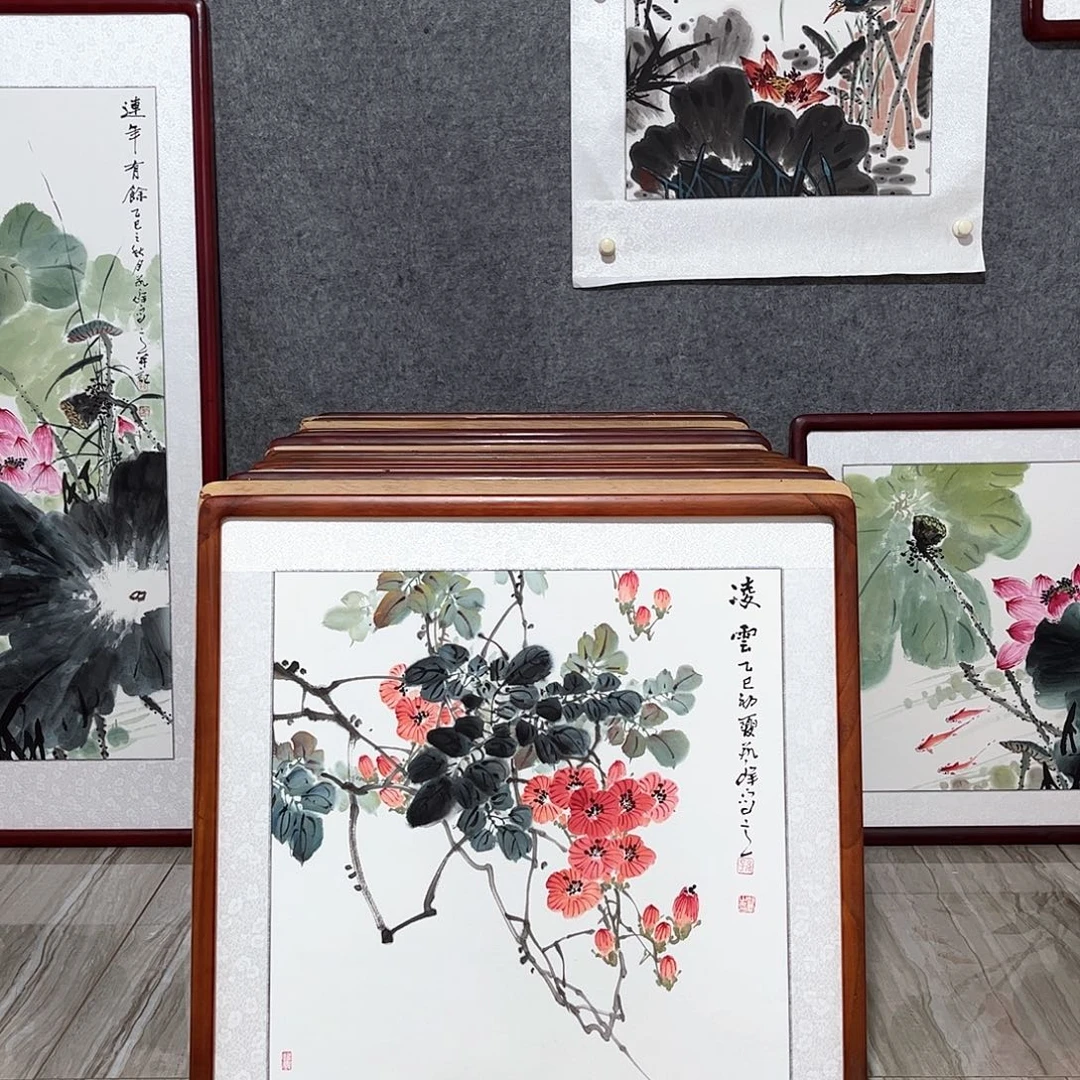 国画书画作品带框63×63