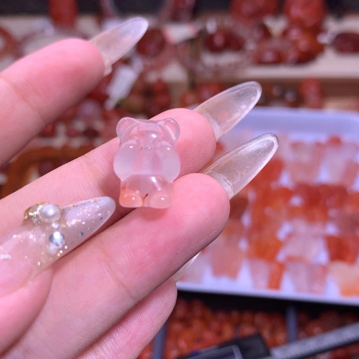 南红玛瑙合金珠宝半成品小熊32