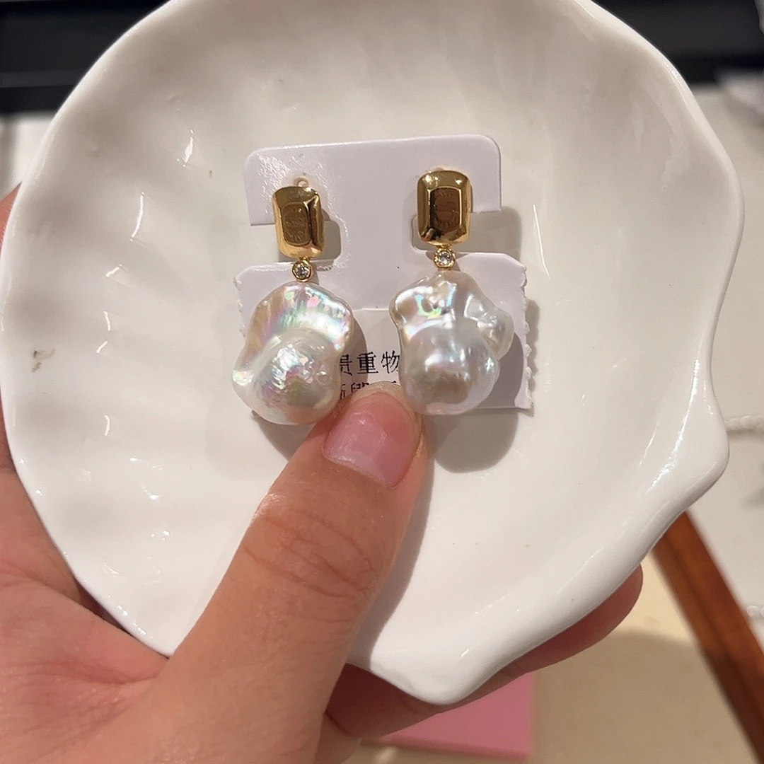 合金淡水珍珠耳饰