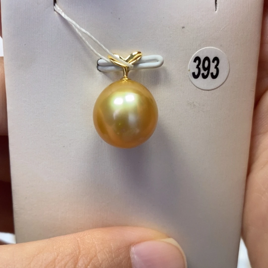 18K金镶嵌吊坠(不含链)海水珍珠茶金强光12.6mm