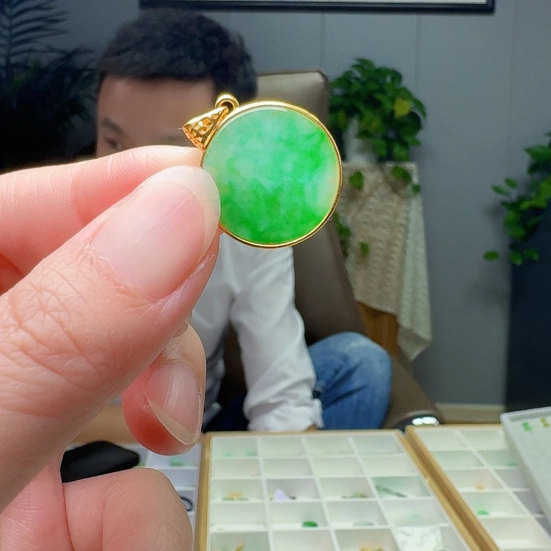 翡翠银S925镶嵌吊坠(不含链)天然微瑕