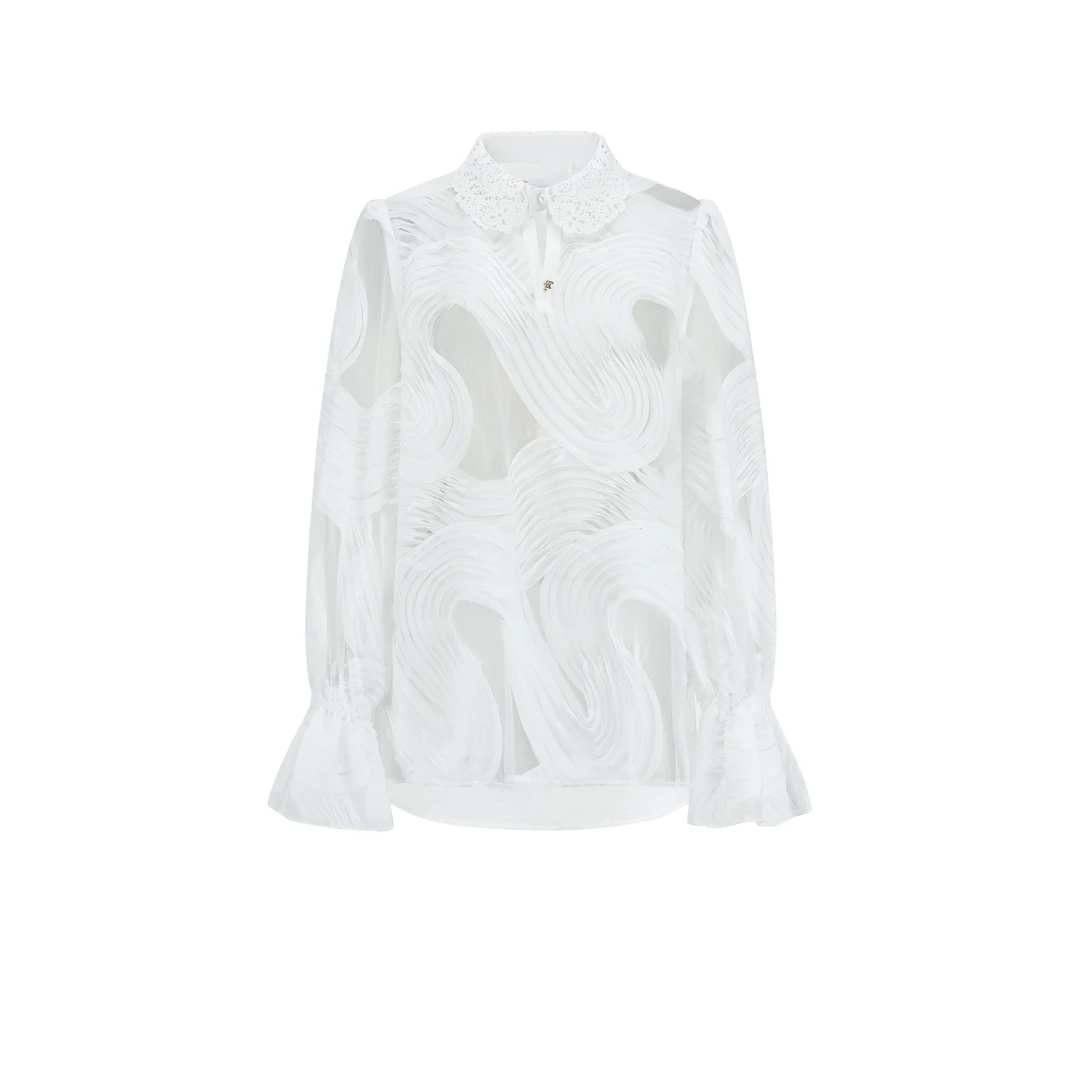 【顾文婷推荐】YOUWEI有尾25 立体绗花薄透衬衫 DT1625305