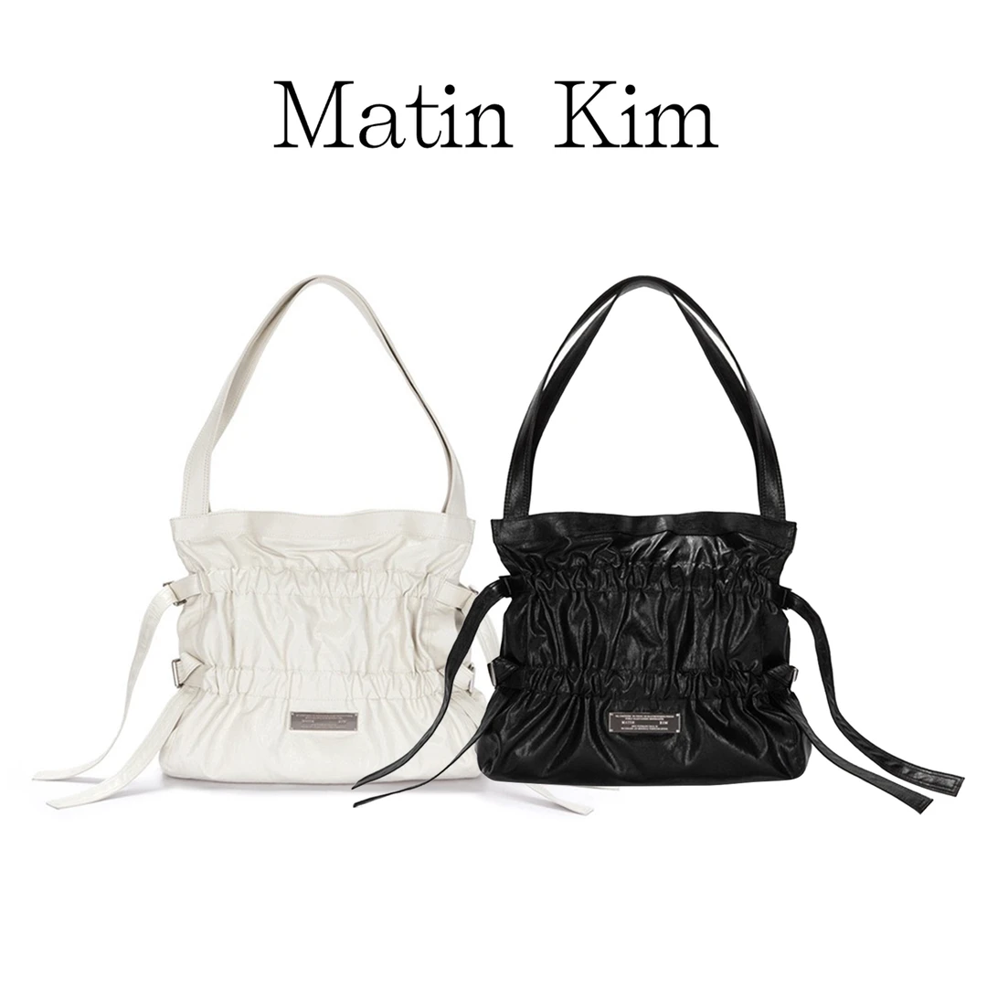 韩国Matin Kim褶皱包新款女生托特女包百搭单肩腋下包手提包女