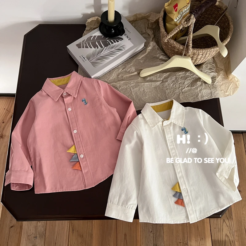 郝叔童品男童长袖衬衫2025春装新款儿童洋气韩系百搭衣服BY5104