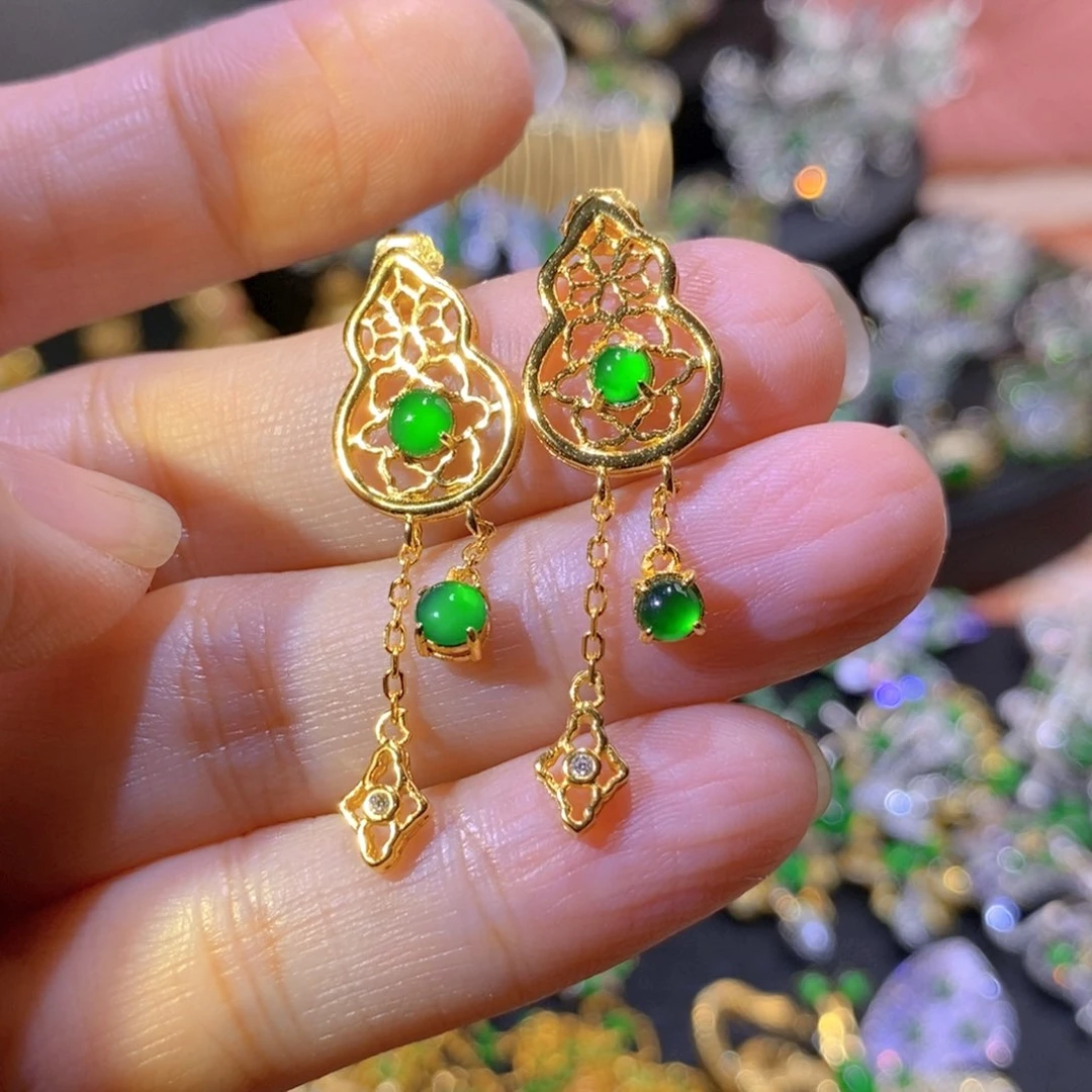 吊坠(不含链)银S925镶嵌翡翠