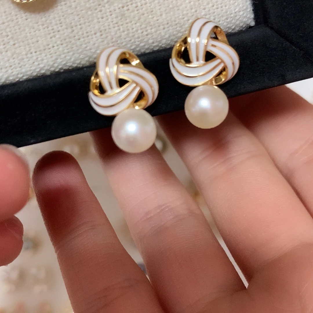 淡水珍珠耳饰合金