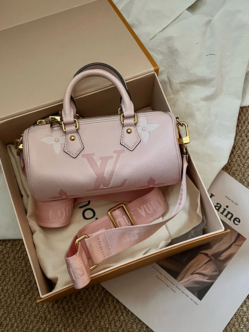 95新 LouisVuitton/路易威登 lv粉色巴比龙bb手提包