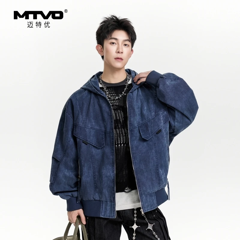 连帽休闲夹克2025年秋季新款男款美式潮牌百搭时尚休闲夹克外套