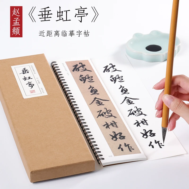 元 赵孟頫 行书《垂虹亭》赵孟俯毛笔书法墨迹本近距离临摹字帖字卡