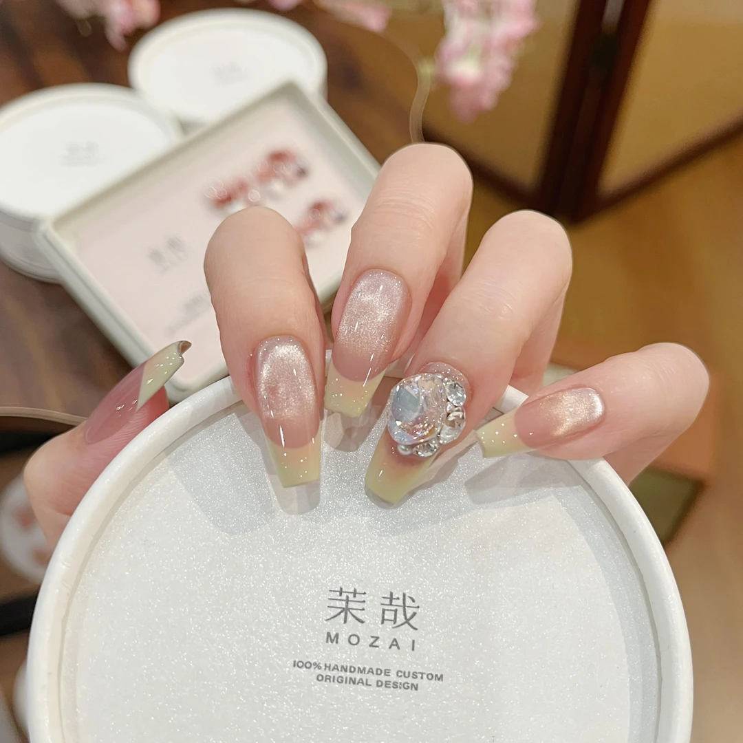 茉哉一珞【厚乳拿铁】纯手工定制美甲可拆卸穿戴甲A3703/B3703