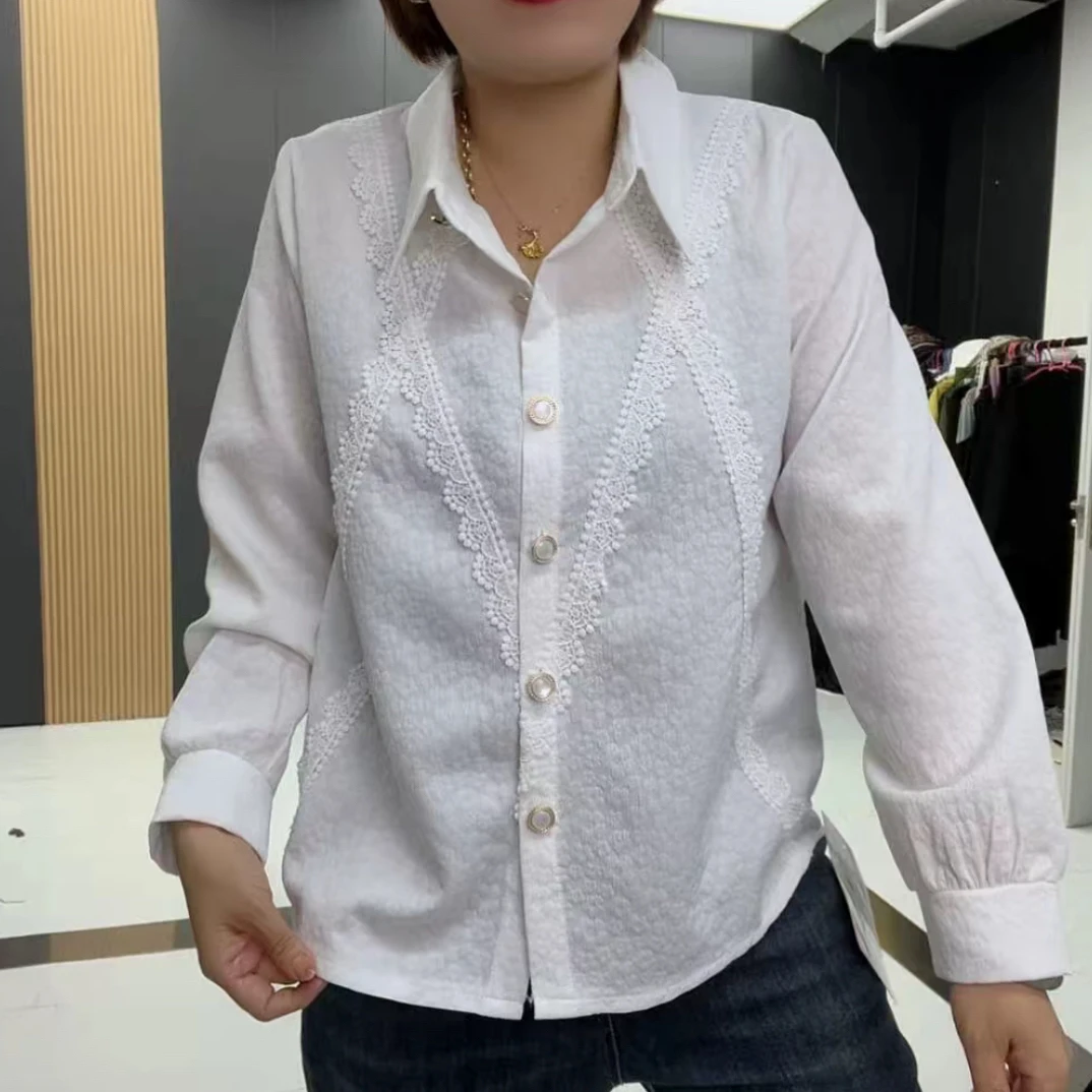 旭119早秋新款高级感轻奢减龄洋气百搭气质翻领衬衣