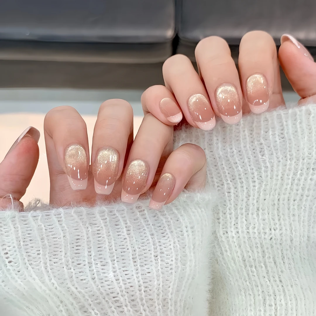 【晨曦】纯手工定制美甲新款穿戴甲ins爆款法式秋冬猫眼高级感甲片