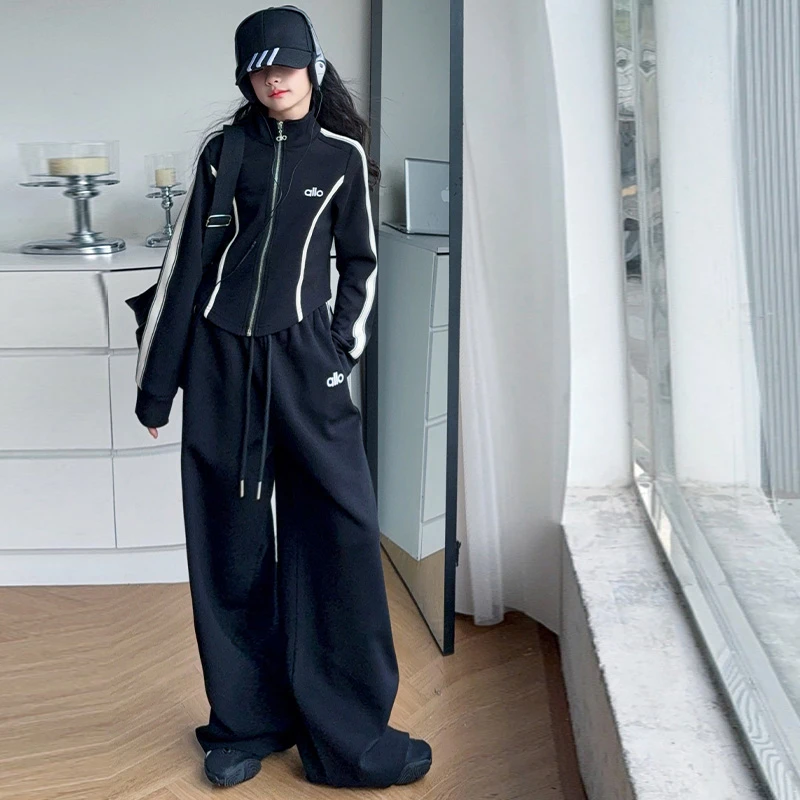 【酷哒仔】女童字母刺绣美式运动风两件套装2025秋季中大童学生潮范