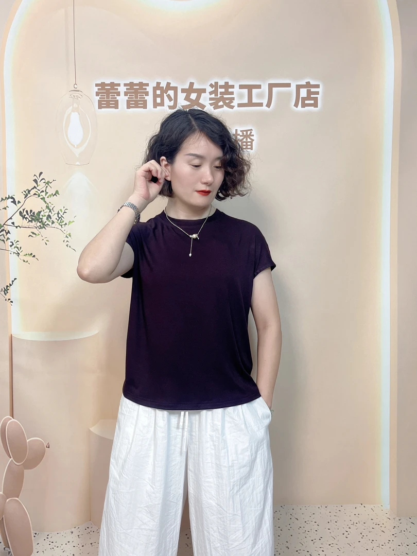 夏季新款2025弹力气质显瘦休闲简搭舒适短袖T恤62款