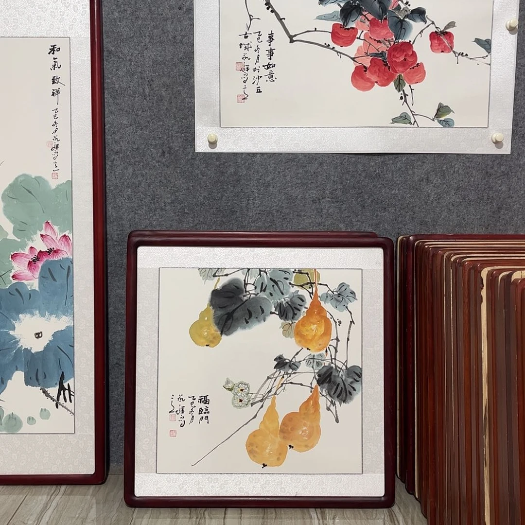 国画书画作品带框63×63