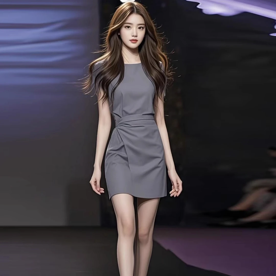 拉夏贝尔时尚后妈裙女2025夏季新款设计感小众收腰法式御姐风短裙