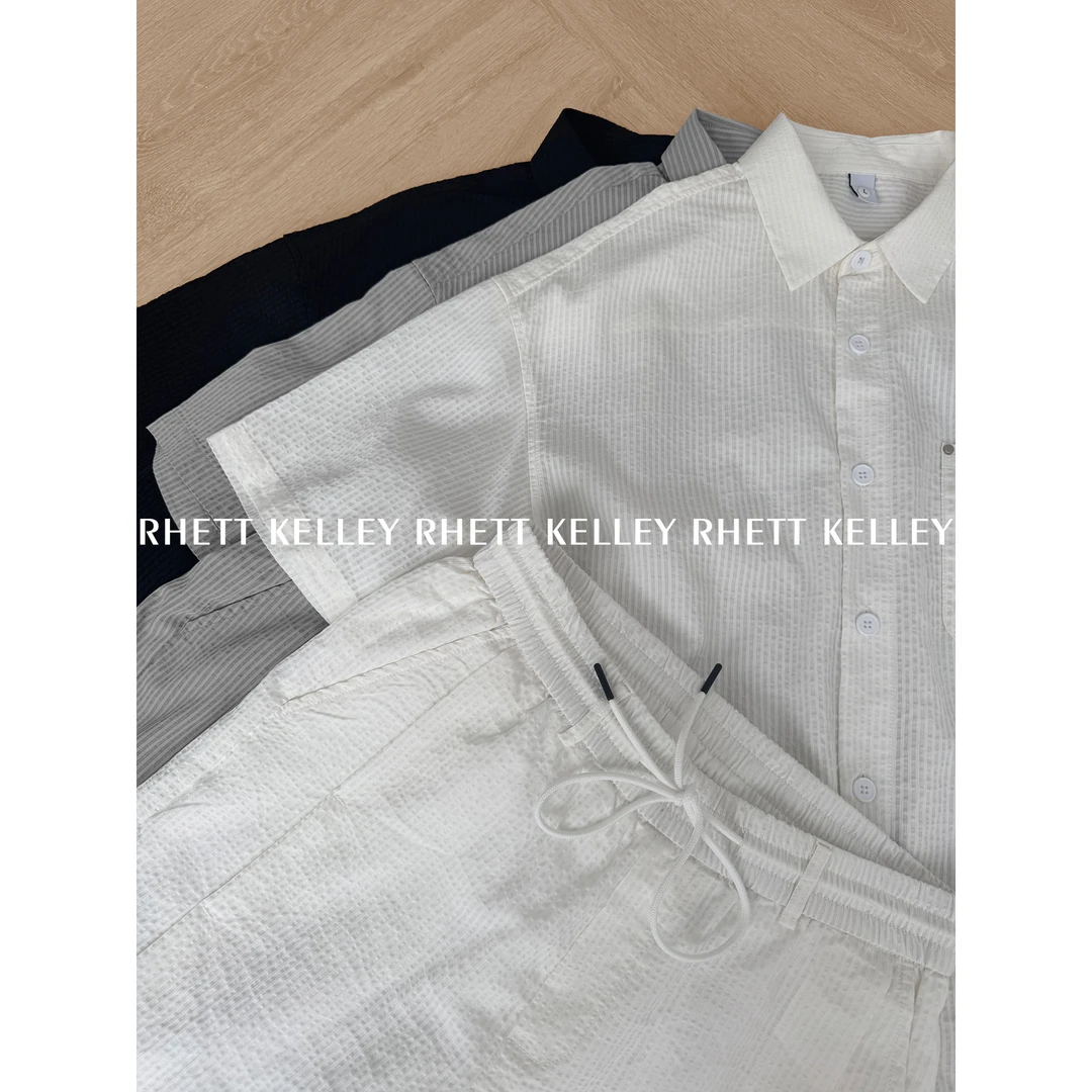 『青丝依琯』夏季松弛感老钱风慵懒短袖衬衫套装休闲宽松