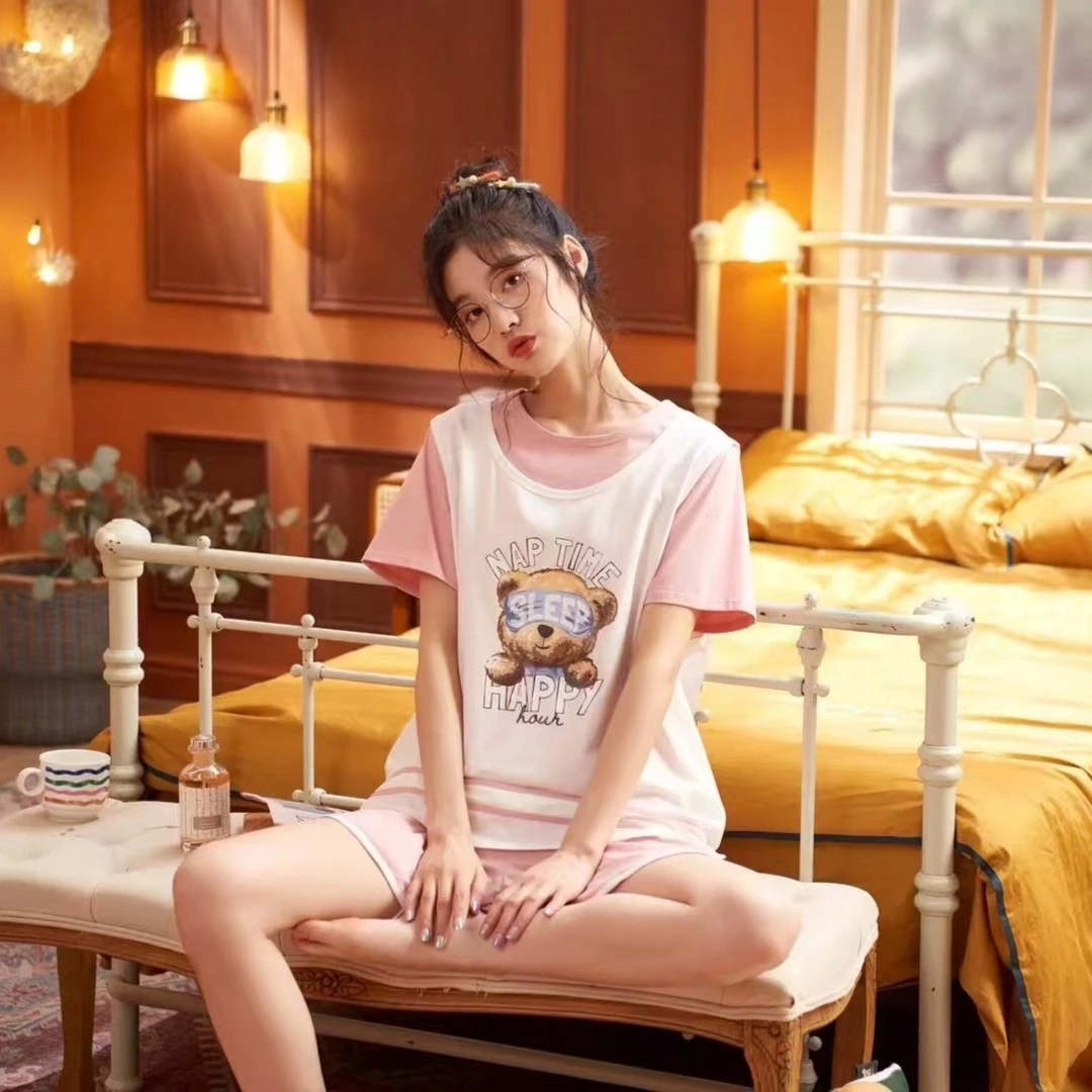 夏季短袖套头三件套可家居可外出套装