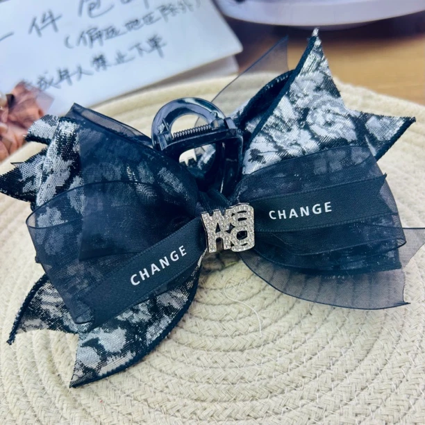 HC0058 黑白豹纹小香风抓夹 （13cm）