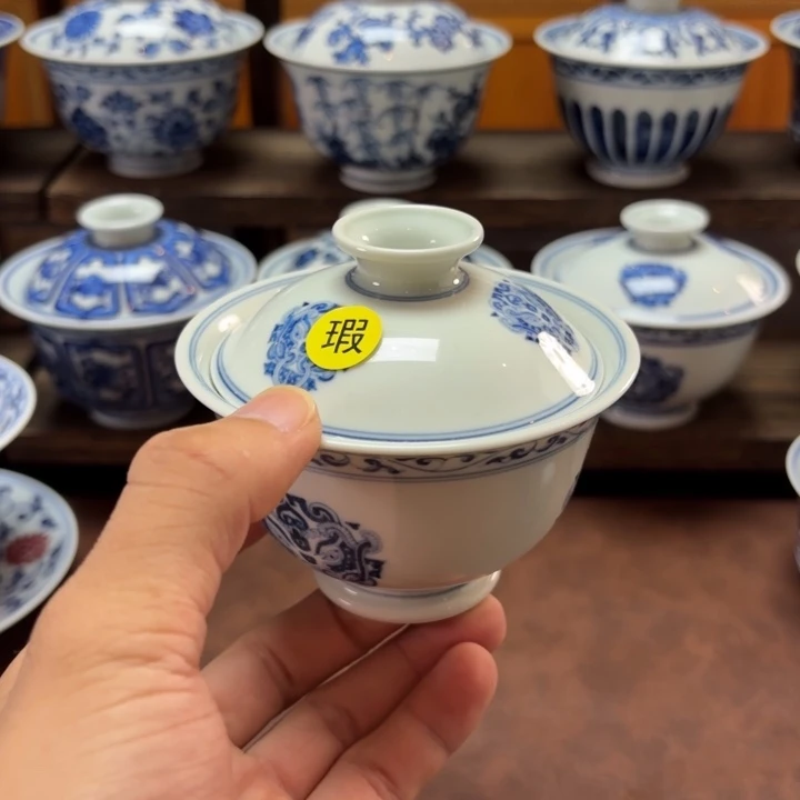 景德镇纯手工手绘瑕疵瑕疵盖碗