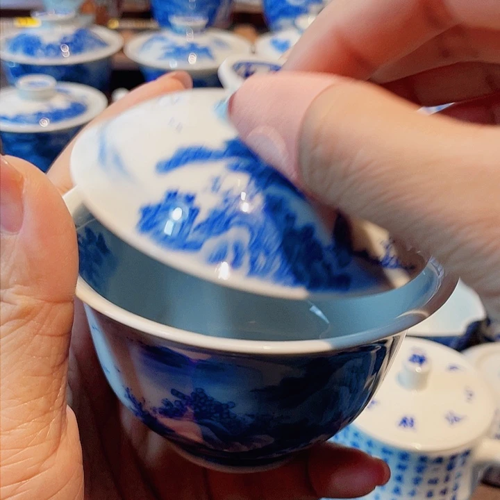 ?****〰山水山水内绘盖碗盖碗