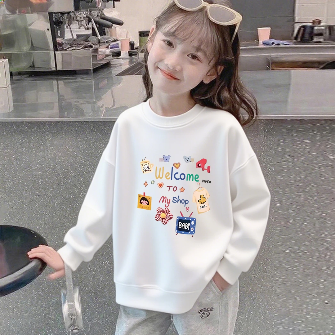 女童秋季超好看卫衣2025新款儿童圆领上衣女孩韩版小众加绒衣服潮