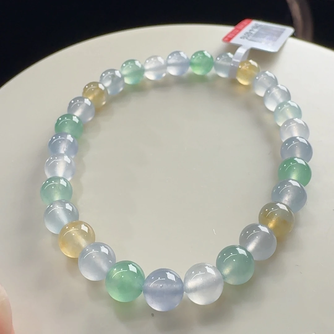 翡翠未镶嵌手链高冰玻马卡龙单圈卡6mm
